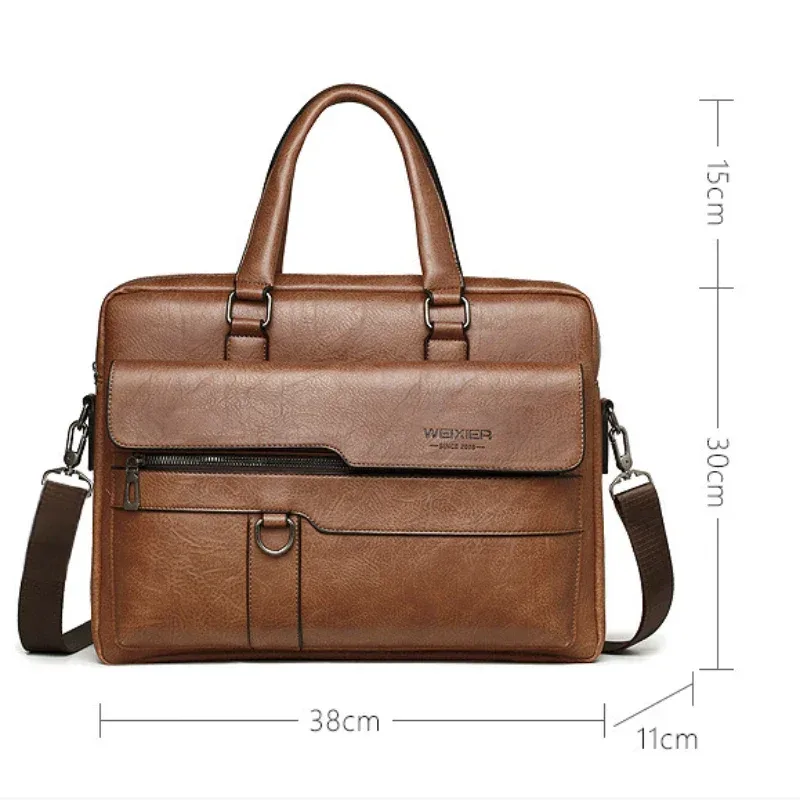 2025 hommes porte-documents sac de haute qualité affaires célèbre marque pu cuir épaule sacs de messager bureau sac à main 14 pouces pochette d'ordinateur