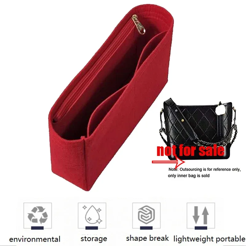organisateur de sac de luxe en feutre avec fermeture éclair latérale, doublure intérieure portable et séparateur de forme pour sac à bandoulière