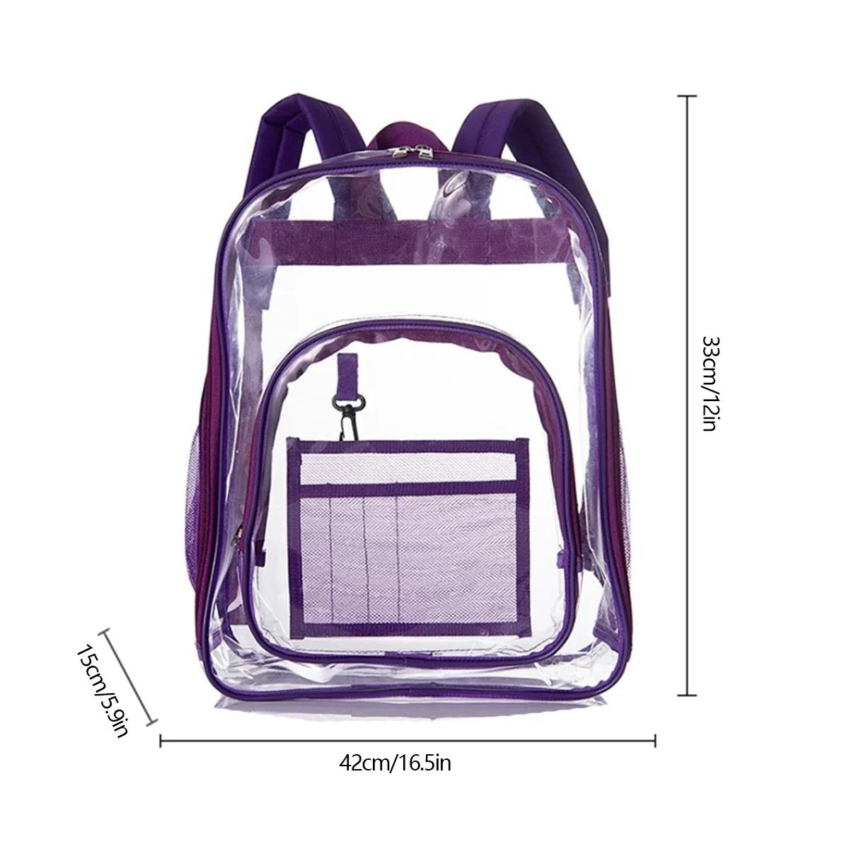 sac à dos transparent de grande capacité, sac d'école à fermeture éclair, pvc visible, sac étanche pour le travail, le camping, l'école, le voyage, le sac de collation