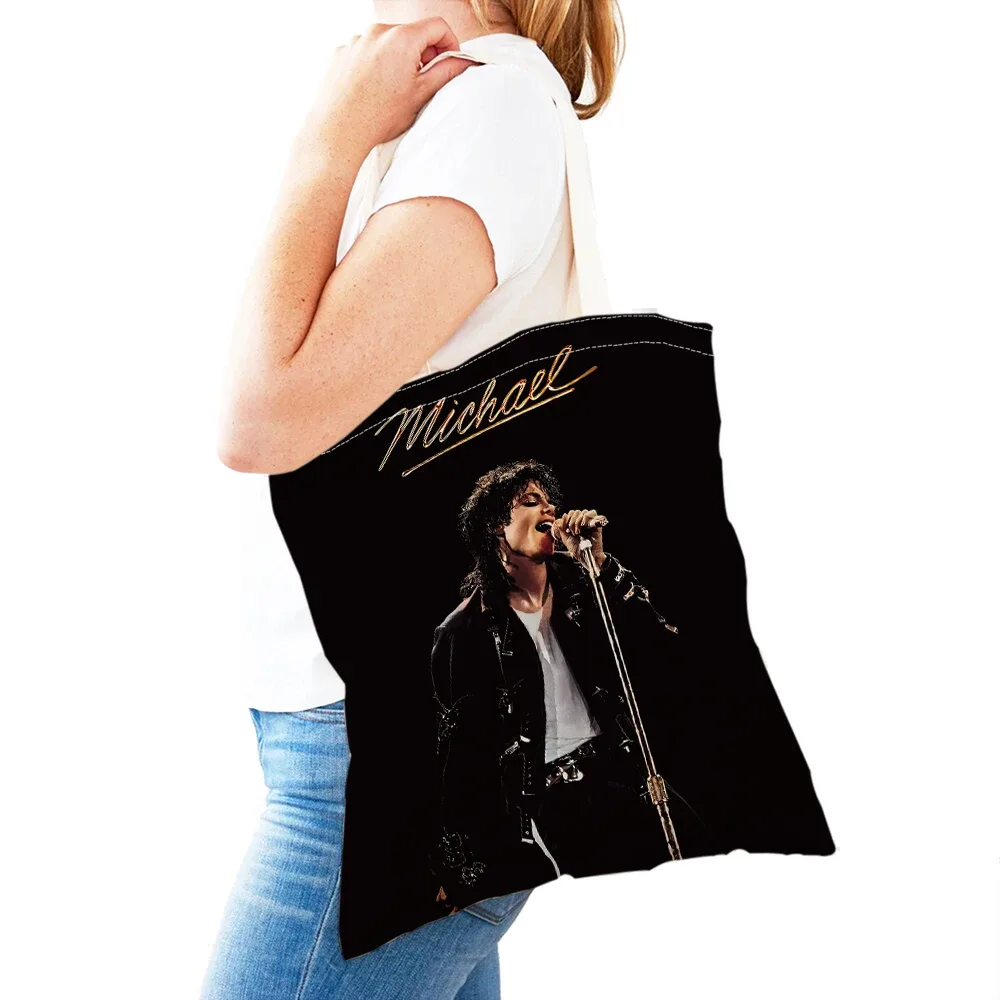 michael jackson – sac de shopping pour femmes, double impression, sacs de shopping super star lady, sac à main design, sac fourre-tout écologique, portable et pratique