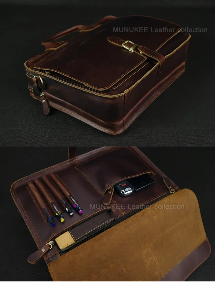 porte-documents de luxe en cuir véritable pour hommes, sac d'affaires, portefeuille en cuir pour ordinateur portable, sacoche à bandoulière pour documents et documents, sac de bureau