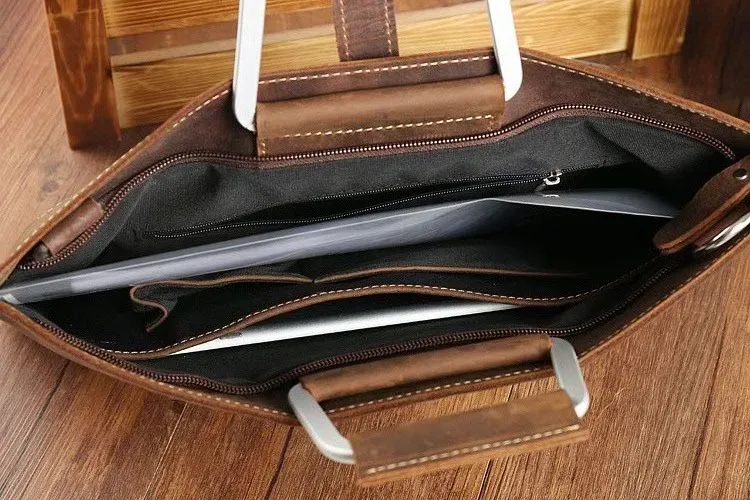 pochette de luxe en cuir de vachette pour hommes, porte-documents a4, portefeuille, couche supérieure, sac d'affaires isub, étui à bombes, haute couture