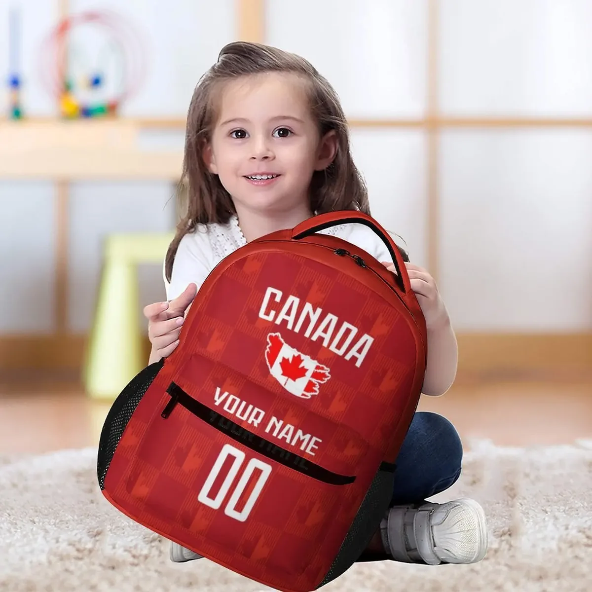 sac à dos personnalisé canada avec nom et numéro, sac d'école style équipe nationale de football pour enfants, sac à dos de voyage, cadeau pour adolescents