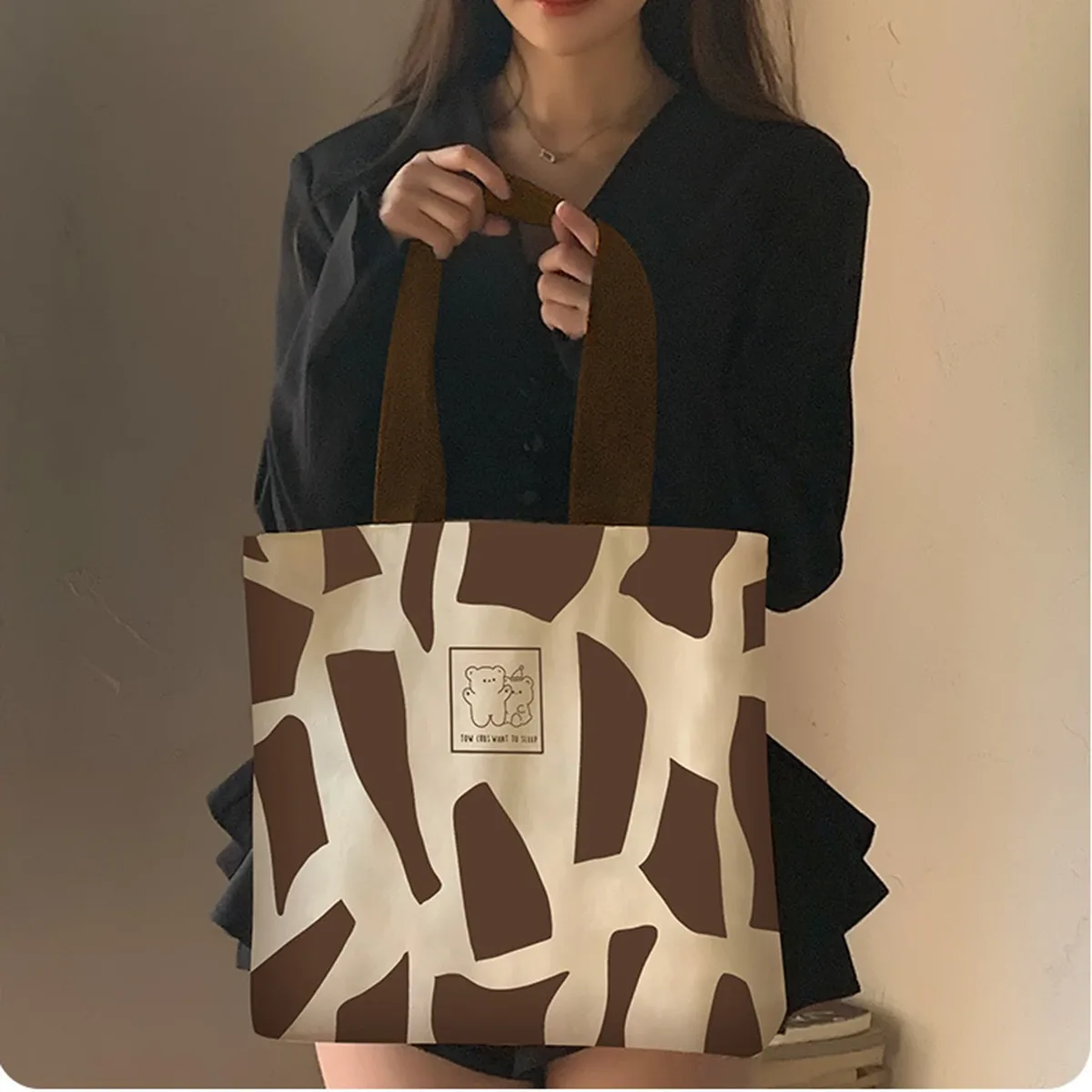 sac en toile décontracté pour femme, grande capacité, version coréenne, sac fourre-tout polyvalent pour les étudiants