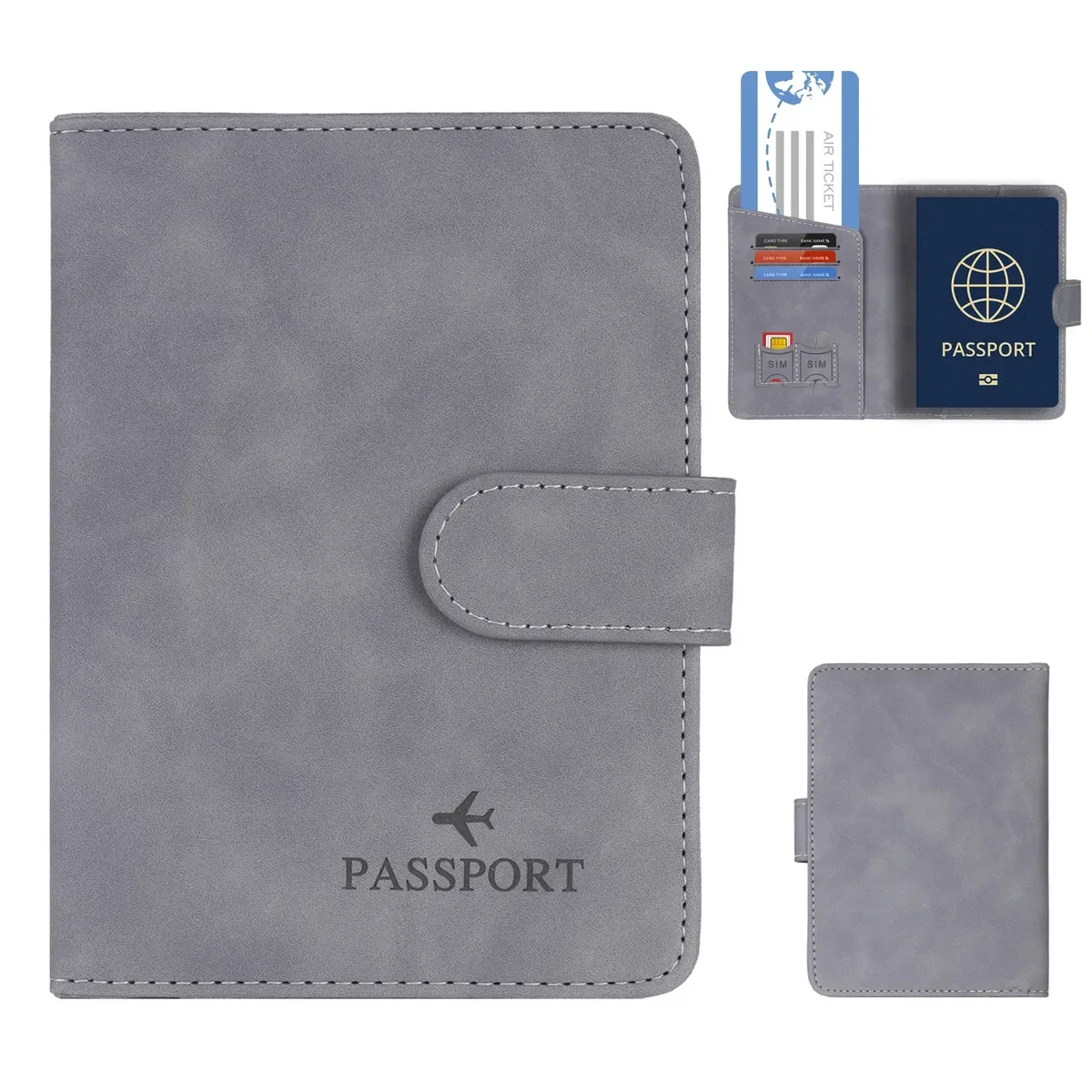 porte-passeport de voyage simple, étui portefeuille avec blocage rfid, étui pour cartes d'affaires en cuir pu, accessoires de voyage pour femmes et hommes