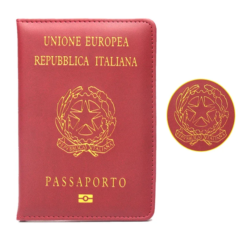 couverture de passeport personnalisée en cuir pu, porte-passeport de la république italienne, porte-carte de voyage, nom personnalisé