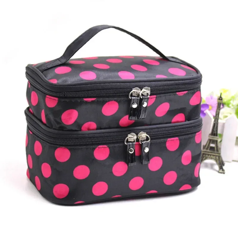 trousse de maquillage de grande capacité, sac à cosmétiques à double fermeture éclair pour femmes, pochette de bain, organisateur de produits de toilette de voyage, rangement étanche, cas de maquillage