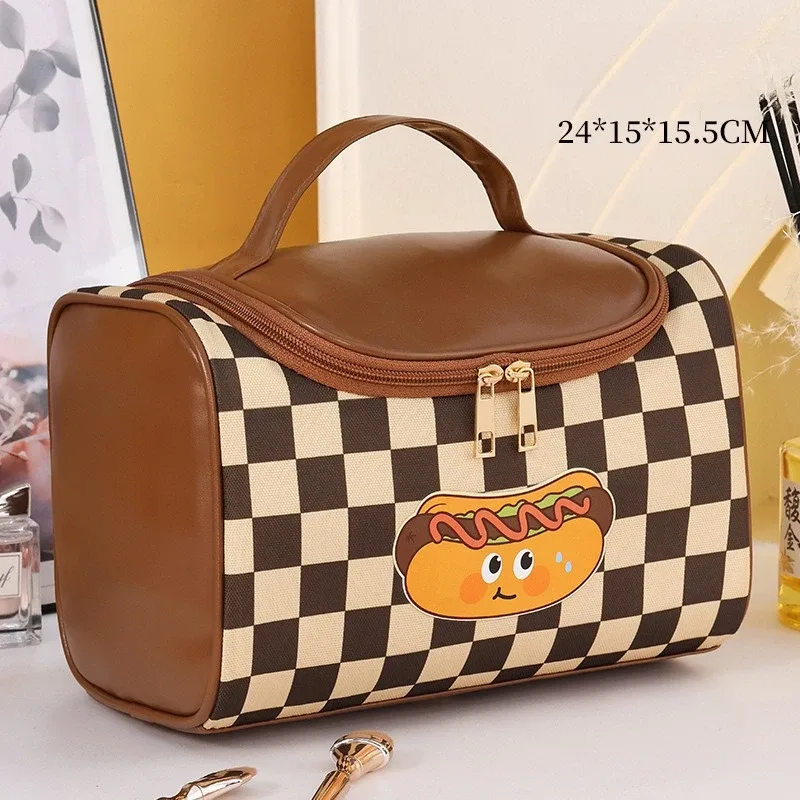 sac de maquillage portable pratique pour voyage, grande capacité, haut de gamme, sac de rangement en pu imperméable, sac de maquillage wj52