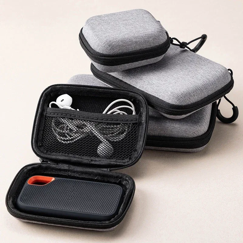 mini sac de rangement gris pour produits numériques, étui de protection antichoc, portable, sauna, téléphone, câble de données usb, chargeur u stick