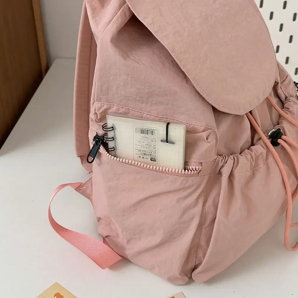 sac à dos de voyage léger et décontracté, style coréen, en nylon, avec cordon de serrage, grande capacité, imperméable, cartable pour étudiants et adolescents
