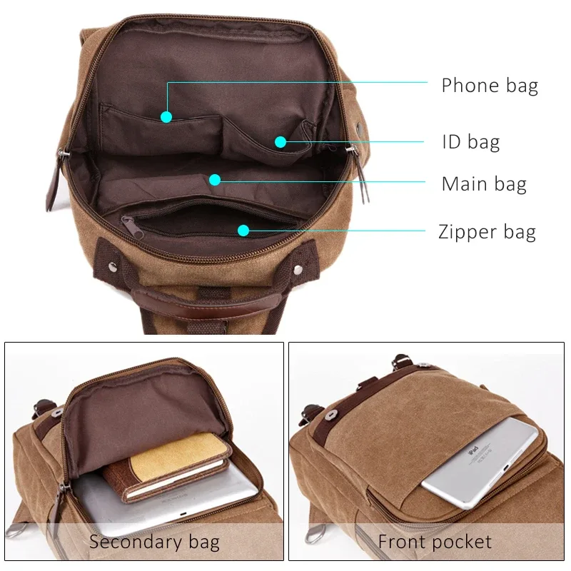 nouveau petit sac à dos en toile pour hommes, sac à dos de voyage multifonctionnel, sac à bandoulière pour femmes, sac à dos pour ordinateur portable, sacs d'école, sac à dos de jour pour femmes