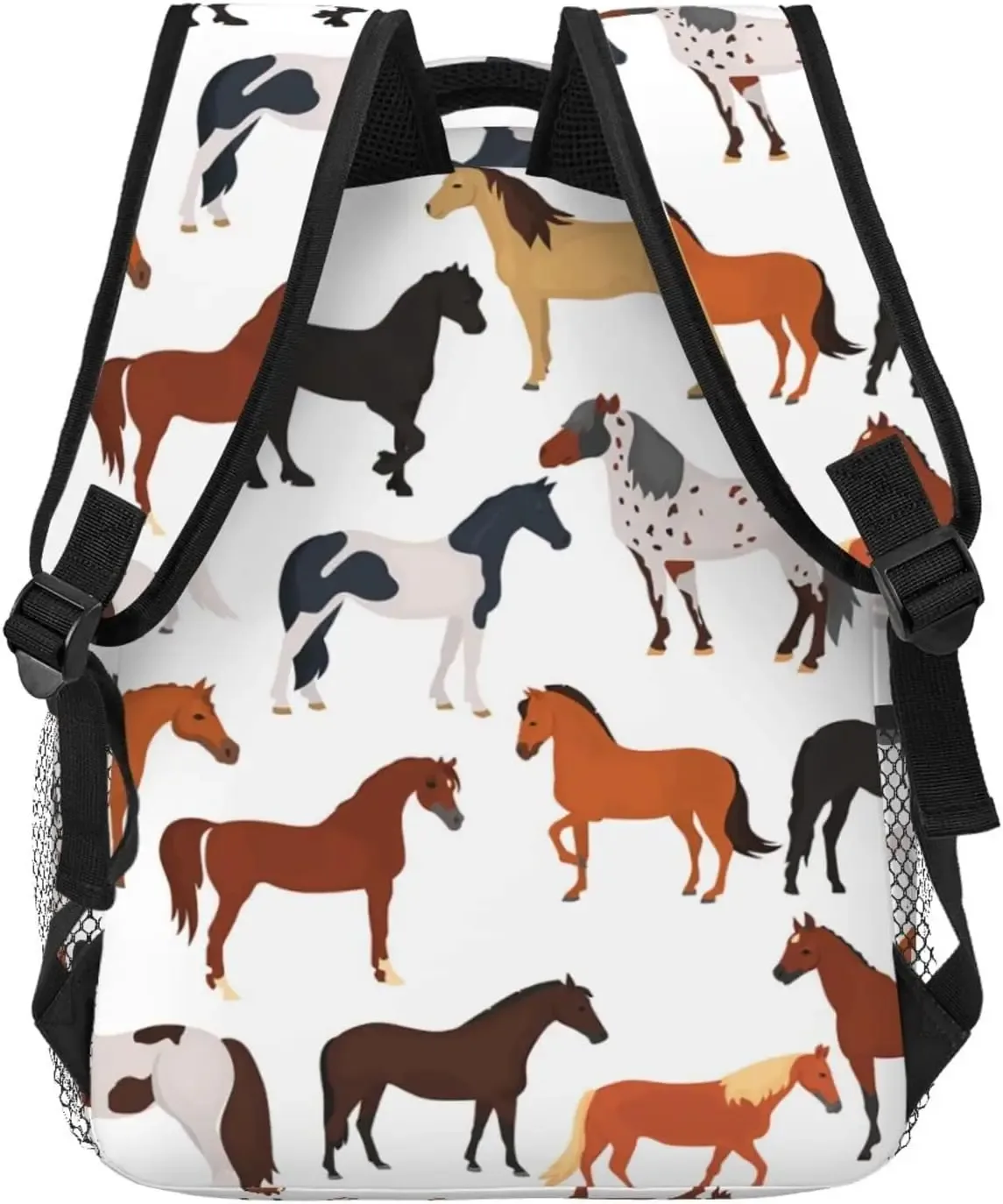 sac à dos décontracté à motif de étudiés de chevaux avec plusieurs poches, sac à dos pour ordinateur portable, sac à dos pour le travail et les affaires