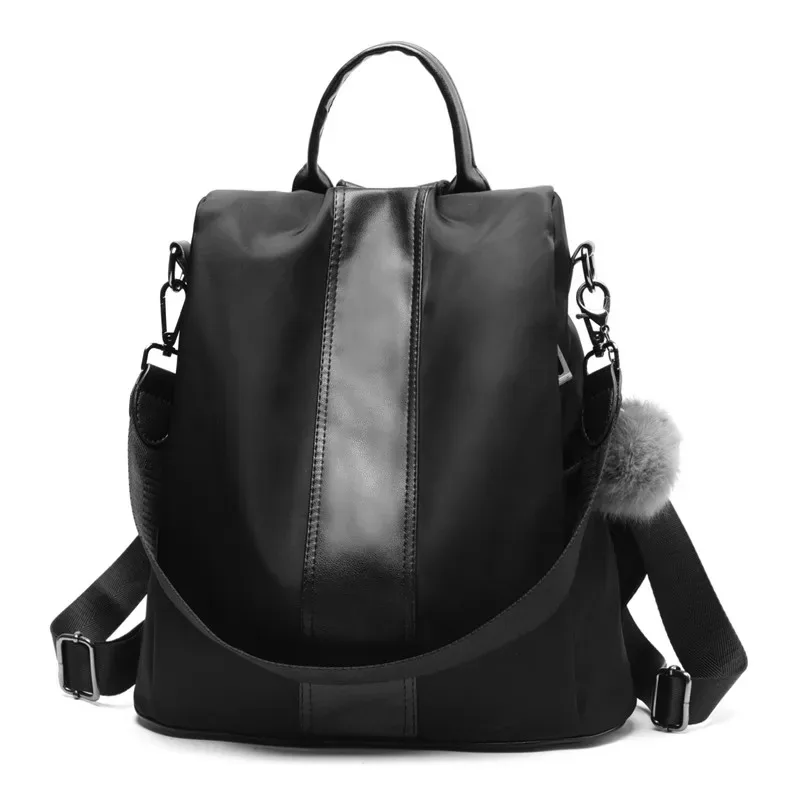 sac à dos anti-vol en cuir brodé sur mesure pour femme, sac d'école boule de cheveux, sacs de voyage grande capacité pour adolescentes et hommes
