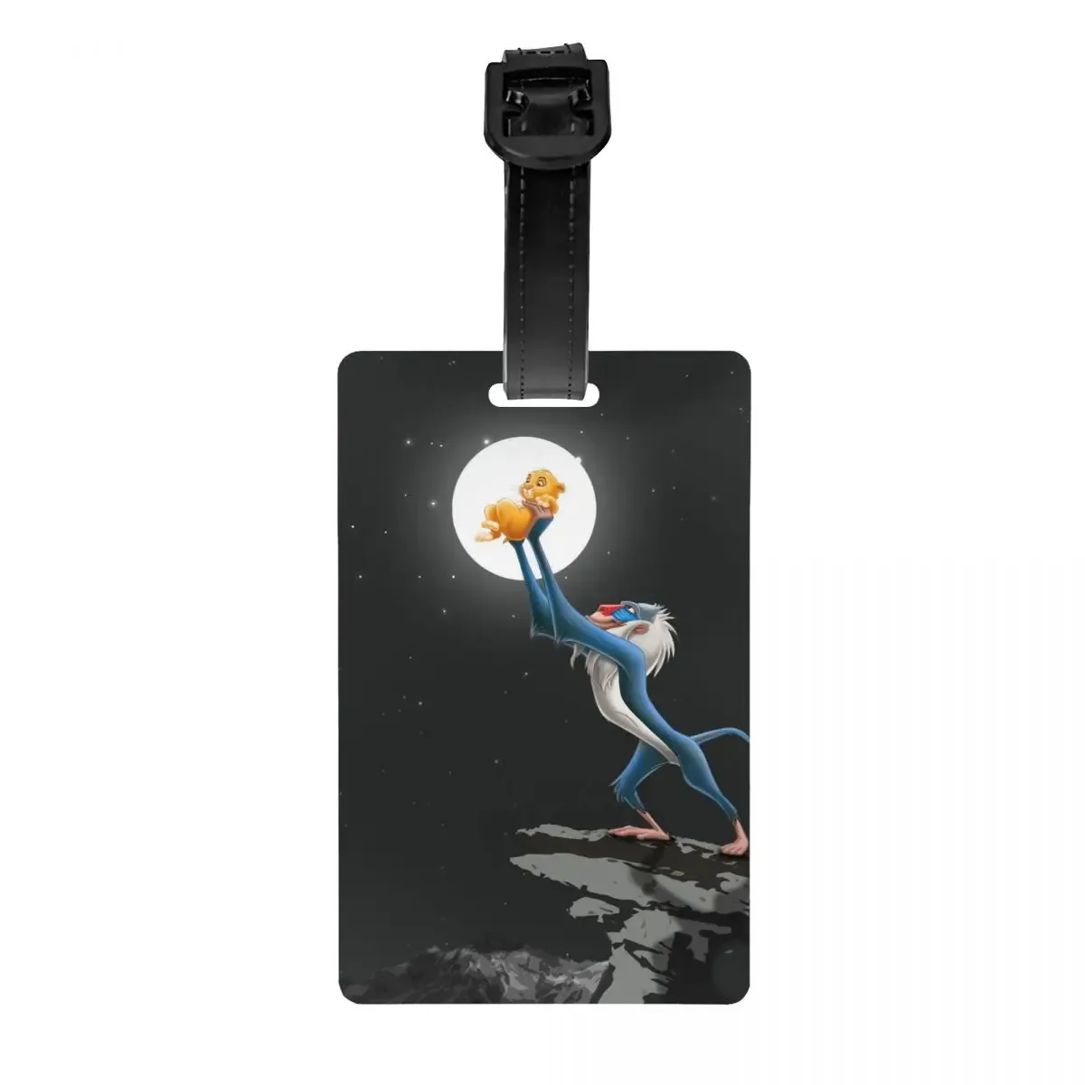 étiquette de bagage personnalisée rafiki avec carte nominative, étiquette d'identification avec couverture de confidentialité the lion cartoon k-kings pour sac de voyage et valise