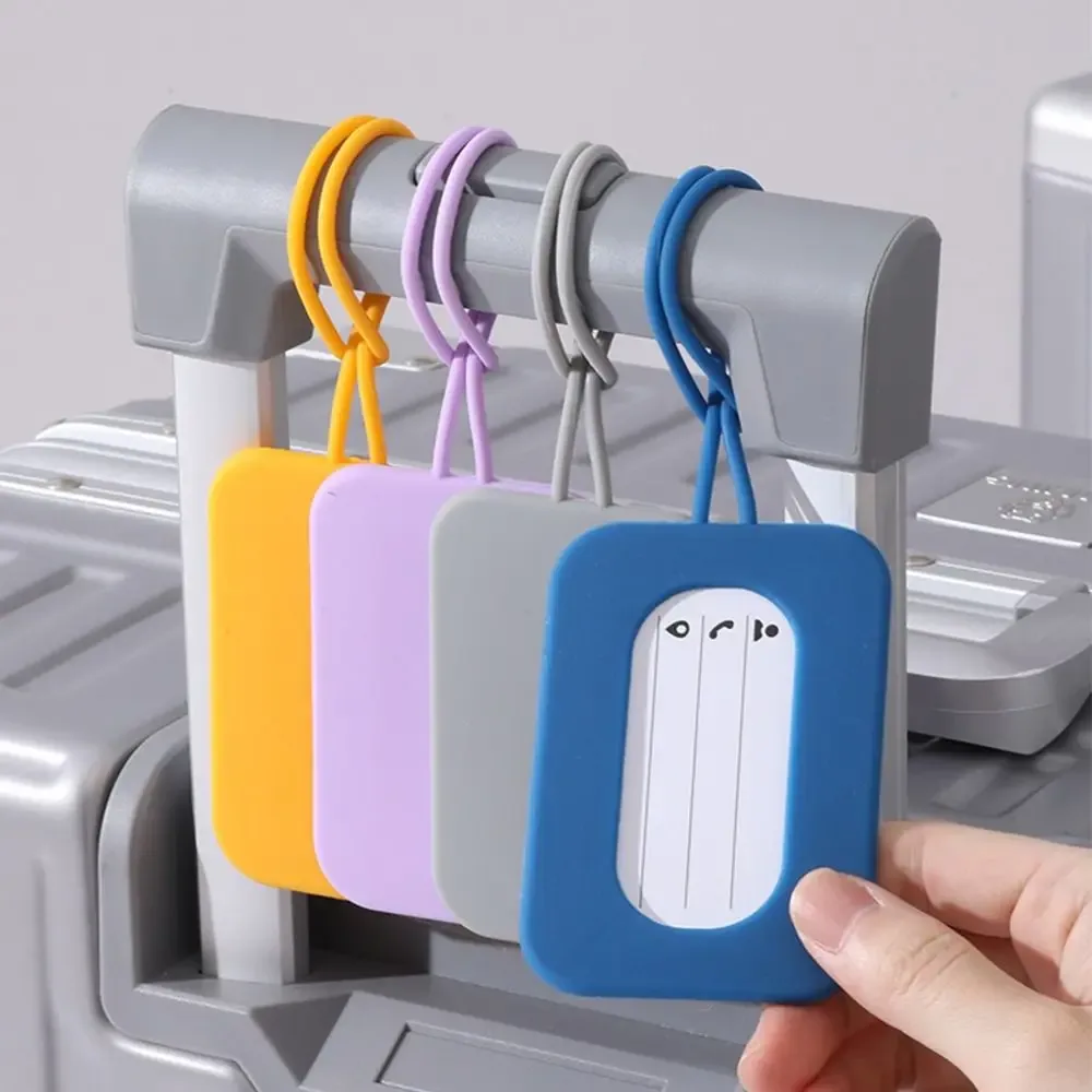 étiquette de bagage universelle en silicone, anti-perte, avec lanière, étiquette de carte d'embarquement, nom souple, adresse de téléphone, voyage