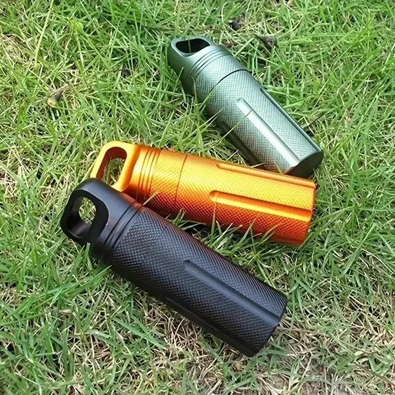 boîte de rangement étanche pour sac à dos, fixation d'extérieur, bouteille de médicaments portable, accessoire de porte-clés cylindrique scellé en alliage d'aluminium