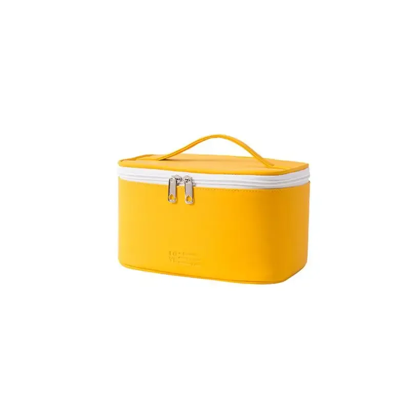 sac de maquillage portable en pu avec fermeture éclair, organiseur de produits de soin de la peau, sac cosmétique grande capacité pour le lavage des cosmétiques