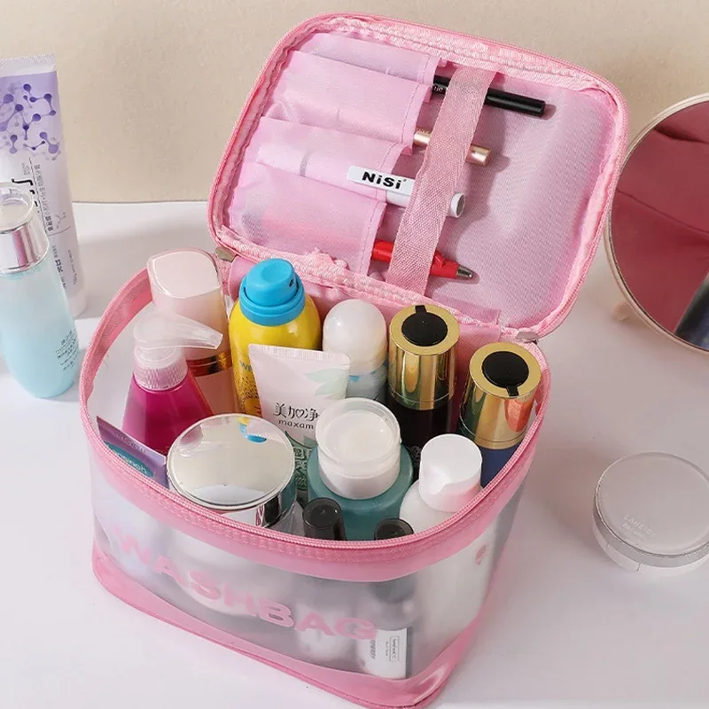 trousse de maquillage étanche en pvc, trousse à cosmétiques portable, trousse de toilette de voyage de grande capacité, sac de rangement d'évaluation, gf015, nouveau