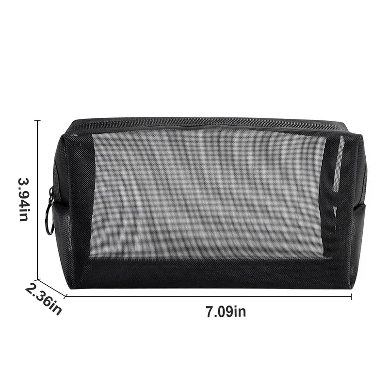 sac à cosmétiques transparent en maille portable, étui de maquillage pour femmes, organisateur de maquillage à fermeture éclair de voyage, sac de rangement de toilette et de beauté, pochette