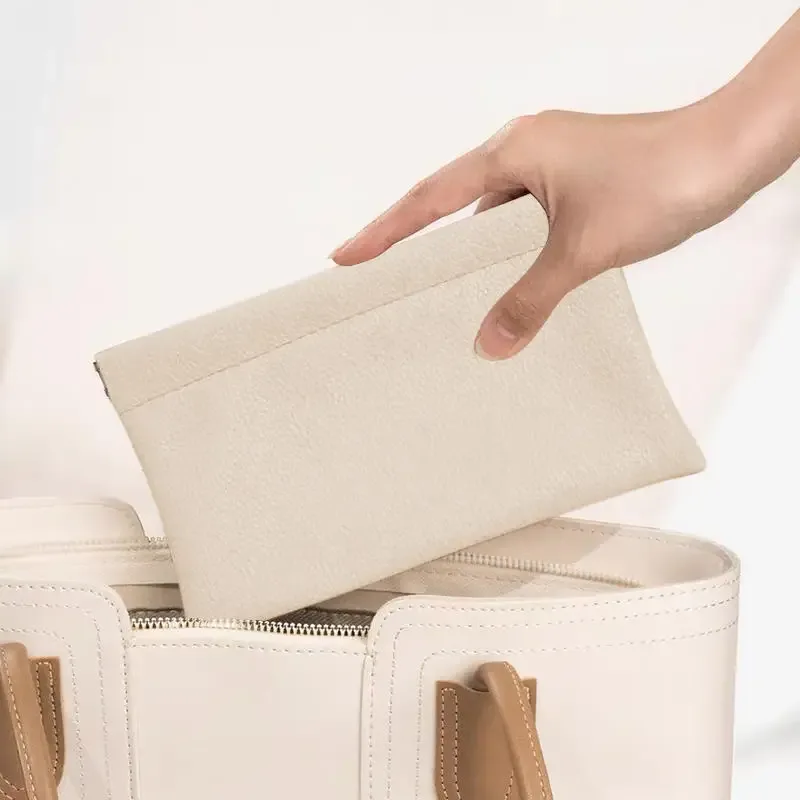 portefeuille long en cuir pu à fermeture automatique, première couche, porte-documents pour passeport, permis de conduire, câble de données, sac à cosmétiques-1/2/3 pièces