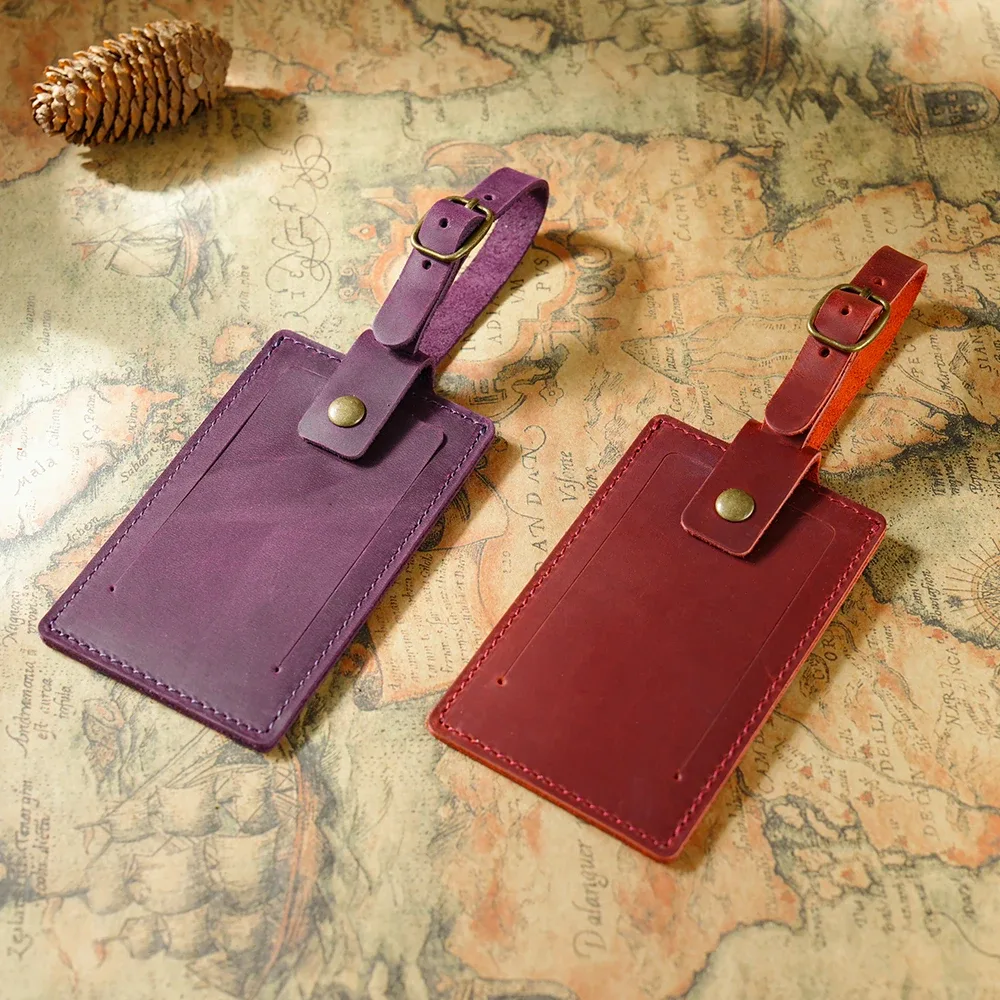 étiquette de bagage en cuir vintage, étiquette de voyage en cuir pleine fleur de qualité supérieure, cadeau créatif pour les voyageurs, 11x7x5cm 40g
