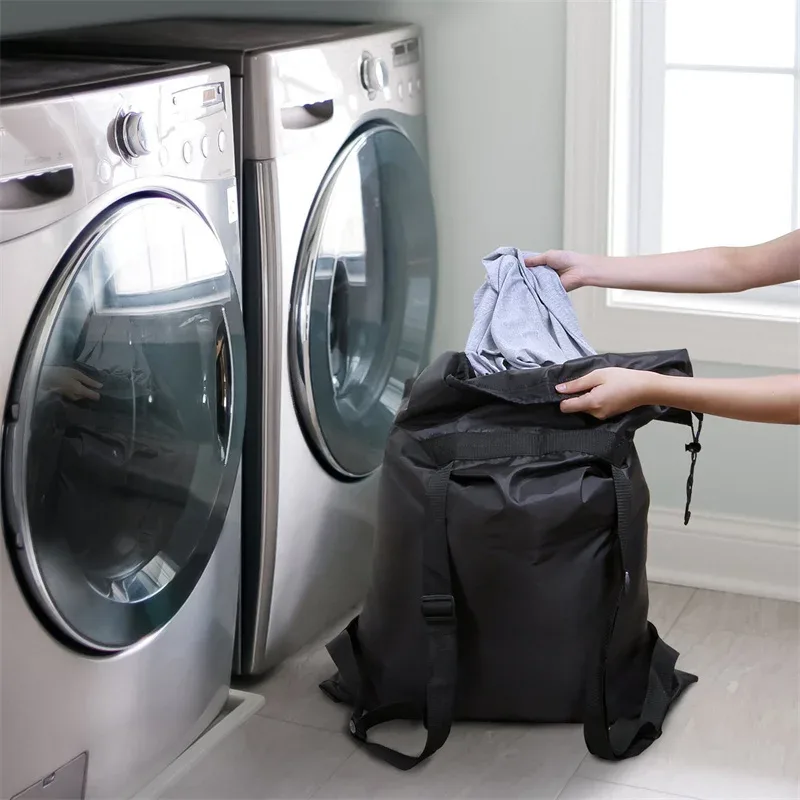 sac à dos imperméable et robuste, noir, taille unique, sac à linge en polyester, camping voyage, grand sac de rangement pour vêtements