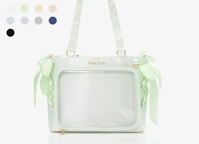 sac à main lolita de grande capacité pour filles, sac à bandoulière carré, solide, ruban de satin, original, style japonais, initié itabag
