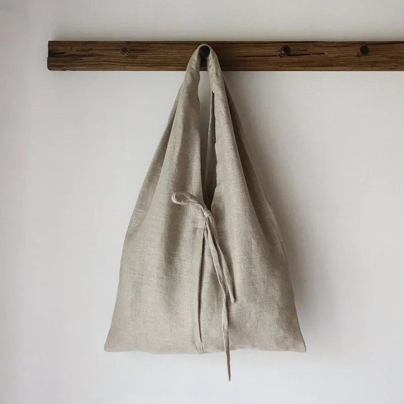 sacs de courses rétro en lin pour femmes, sacs réutilisables pour articles divers, sacs à bandoulière pliables avec lacets, sacs de voyage et de plage, grands sacs à main