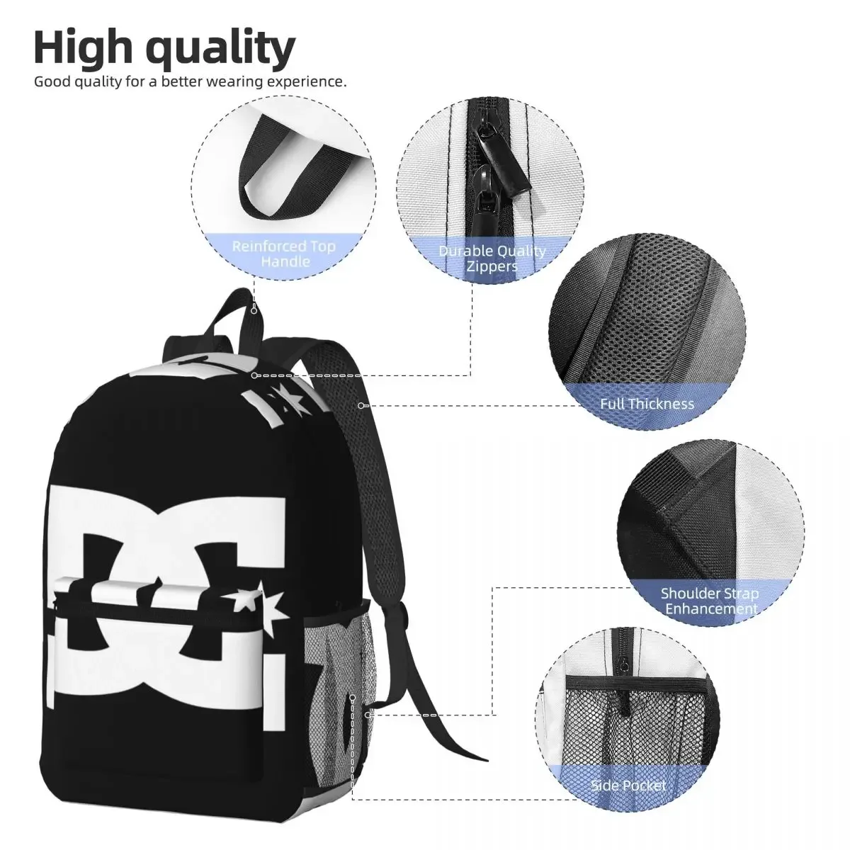 sac à dos dc shoe co, sac à dos de grande capacité pour garçons et filles, sac d'école, sacs à bandoulière pour hommes et femmes