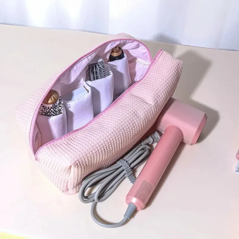 grande trousse de maquillage en coton grande capacité, organiseur portable pour outils de coiffure avec fermeture éclair, sacs cosmétiques multifonctionnels coréens