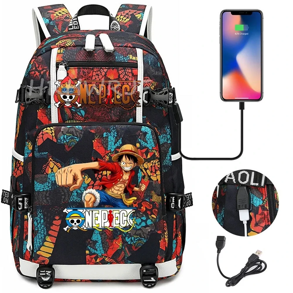 sac à dos camouflage one piece, sac à dos pour ordinateur portable, anime monkey d luffy, sacs d'école pour adolescents, pour garçons et filles, capacité sportive, décontracté, randonnée, mochila
