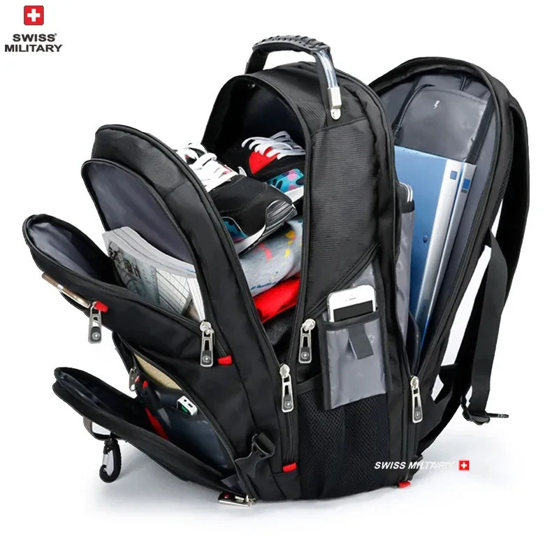 swiss militaire mode voyage multifonction grande capacité mâle sac usb charge étanche 23 pouces sac à dos pour