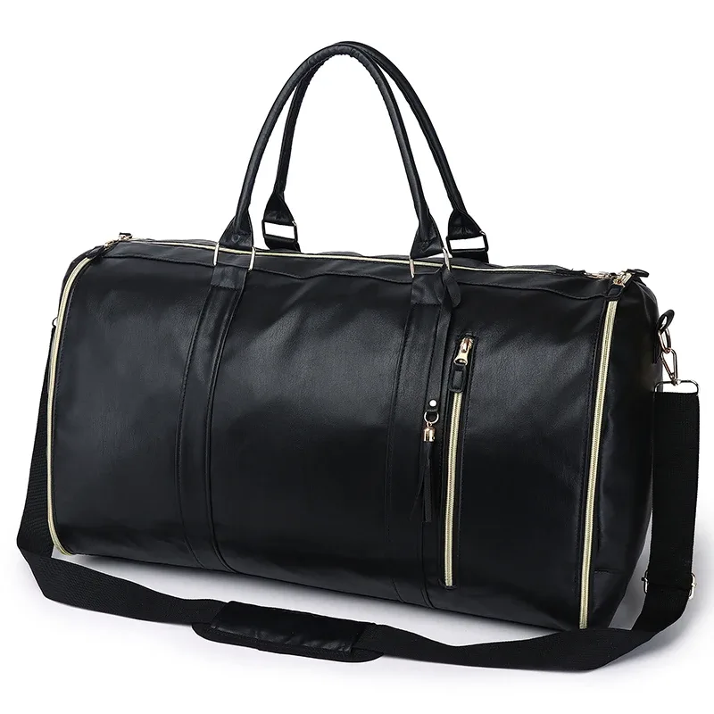 nom personnalisable gratuit, sac de voyage pratique pour vêtements, grand sac à bagages en cuir pu, sac de voyage à la mode
