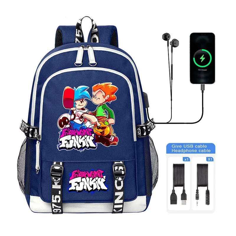 vendredi soir funkin enfants sac à dos haute qualité usb garçon fille sac d'école grande capacité hommes étudiants ordinateur portable sac à bandoulière