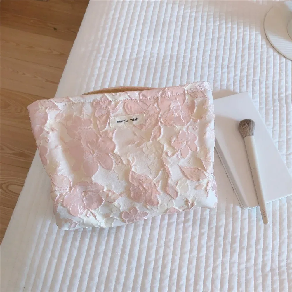2025 mode imprimé fleuri fermeture éclair sac cosmétique voyage essentiels organisateur maquillage trousse de toilette portable femmes trousse de maquillage