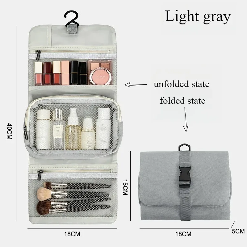 trousse de toilette pliable et détachable, grande capacité avec crochet, sac de rangement pour articles de toilette pour hommes en voyage d'affaires, sac de voyage pour cosmétiques pour femmes