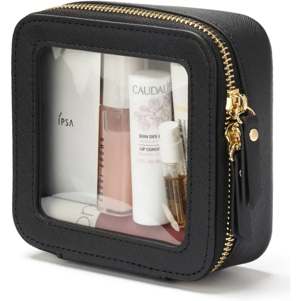 petit sac à cosmétiques pour sac à main, mini maquillage pour pochette transparente mignonne, étui de rangement de voyage pour articles de toilette, pochette carrée étanche à fermeture éclair