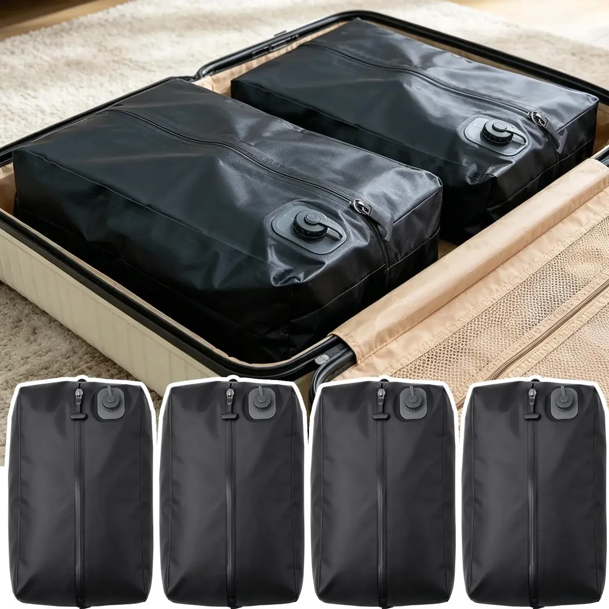 1set sacs de rangement sous vide automatiques pour vêtements, économiseur d'espace de voyage pour doudounes, s