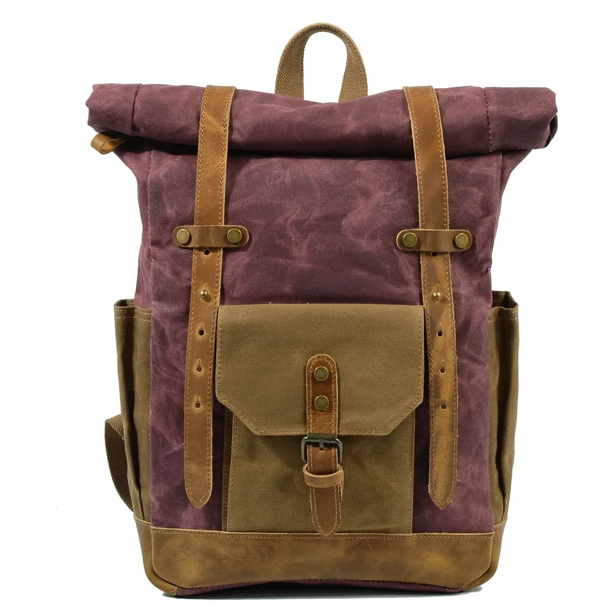 sacs à dos en toile vintage de luxe pour hommes, toile de cire d'huile, sac à dos de voyage en cuir, grands sacs de jour imperméables rétro