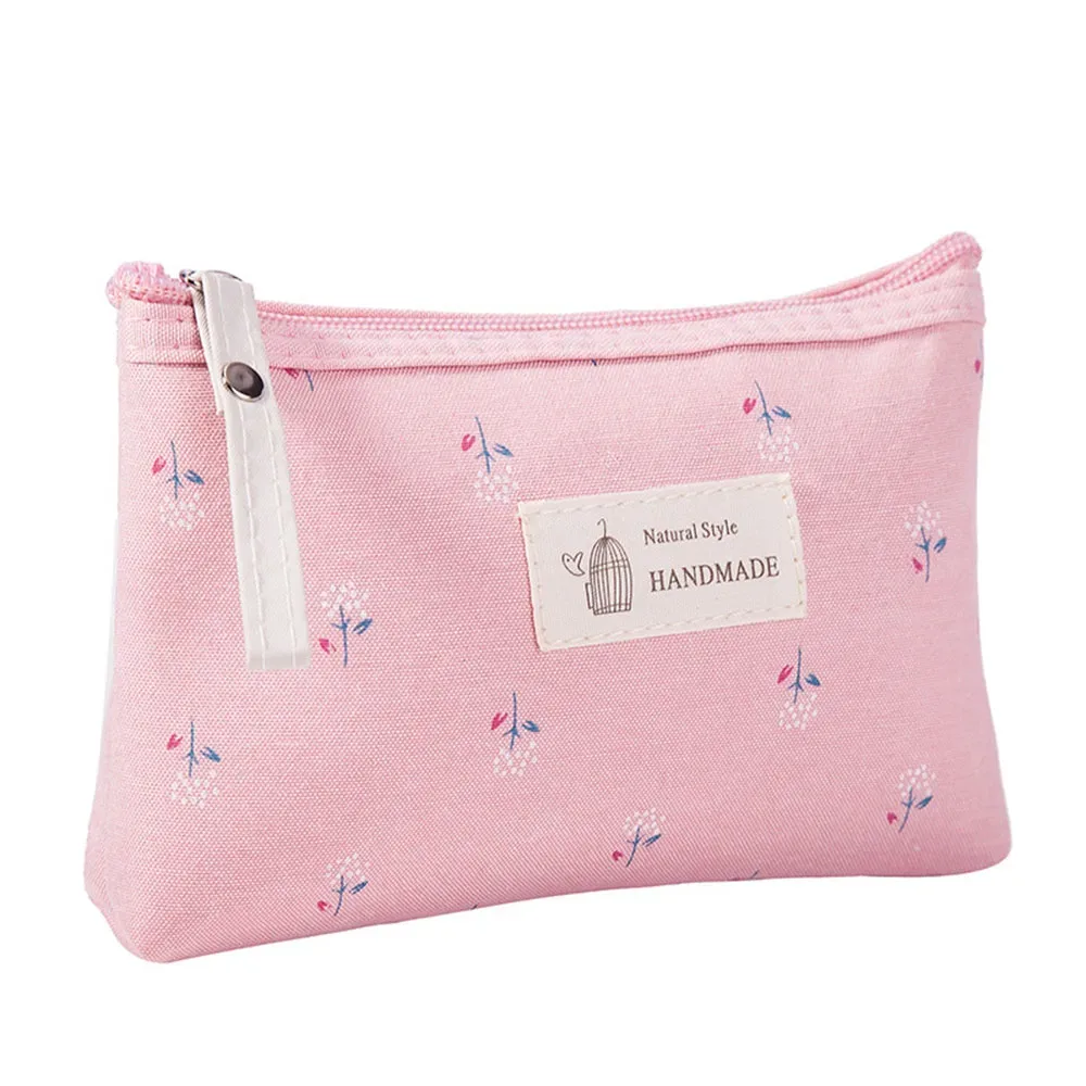 sac à cosmétiques en toile imperméable de style japonais et coréen, motif floral, portable, trousse de maquillage pour filles, trousse de toilette pour étudiants, trousse de papeterie