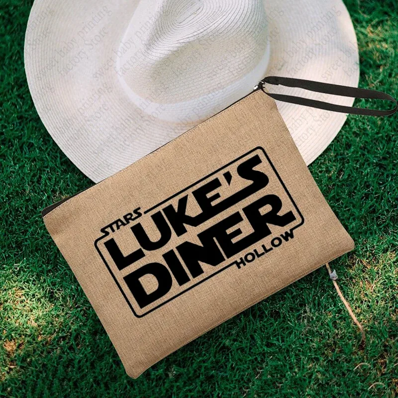 luke's flaxen cosmetic bag, coffee lover purse, inspired unisex wristlet clutch, gilmore girl star hollow powder, gérmerch