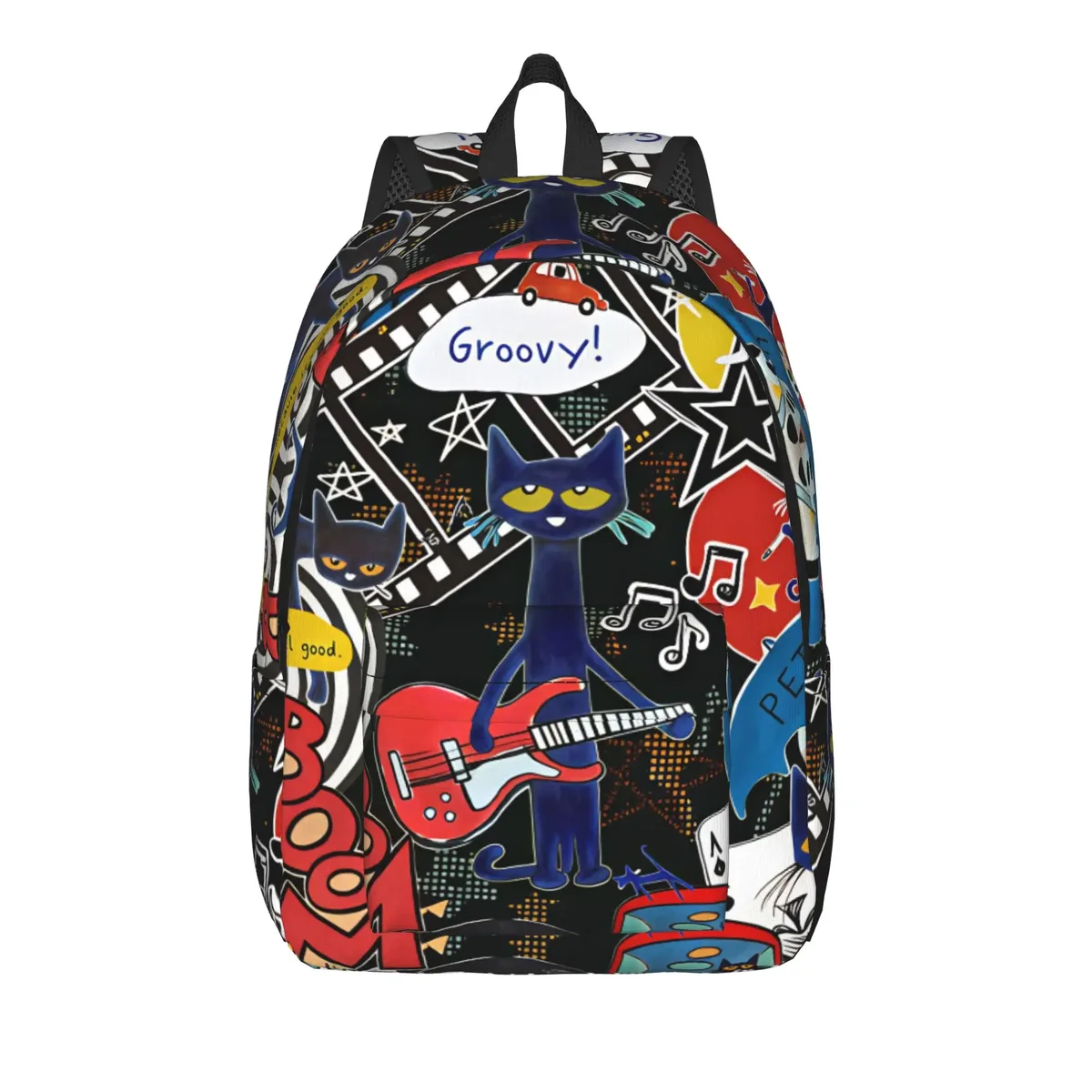sac à dos pete the cat i love my white shoes pour garçon, en polyester, grand sac à dos esthétique pour l'école secondaire, idéal pour l'entraînement