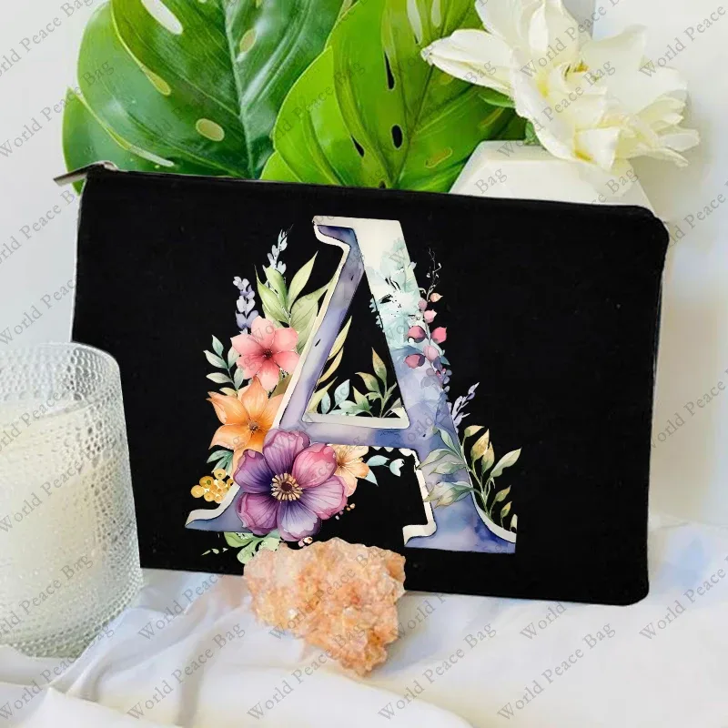 1 pc sac à lettres initiales sac de maquillage avec lettres pour femmes sac à cosmétiques initiales a-z sac de maquillage personnalisé sac de voyage, cosmétique initial
