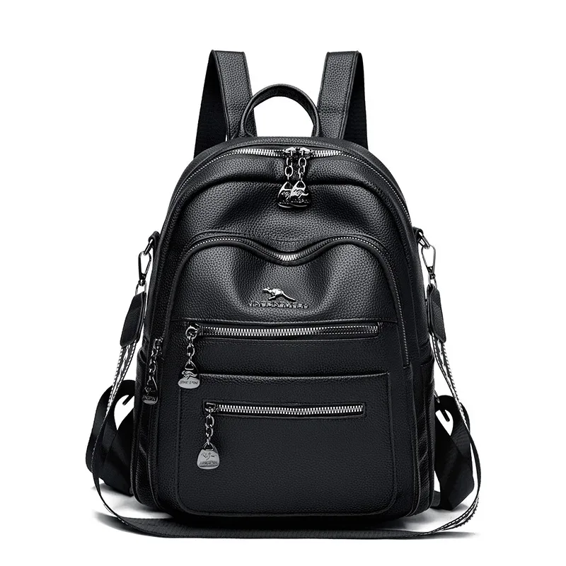 sac à dos en cuir véritable pour femmes, tendance, grande capacité, polyvalent, pour les déplacements quotidiens, les voyages, avec sangle réglable et fermeture éclair