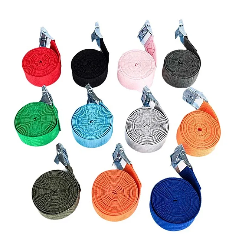 sangles de chargement de 5m avec boucle, ceinture d'arrimage pour moto, voiture, vélo, corde de remorquage en métal, ceinture de fixation à cliquet solide pour sac à bagages