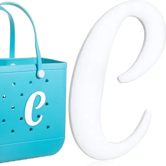 1pc lettre décorative pour sac à main, lettres de l'alphabet de couleur blanche accessoires de décoration lettres de l'alphabet 3d pour sac fourre-tout de plage
