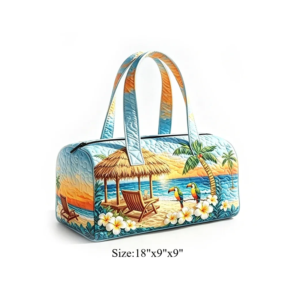 sac de voyage matelassé, sac de week-end, motif floral tropical chat mignon, bagage à main léger pour la plage, les vacances, les fêtes et le sport