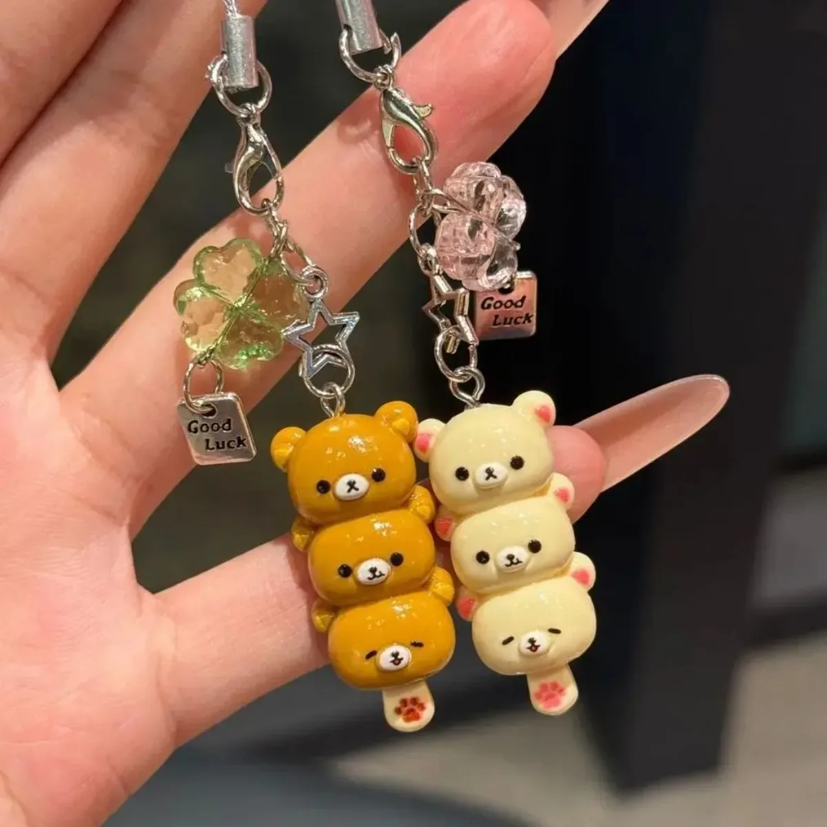 porte-clés ours empilés mignon, breloque porte-bonheur kawaii, pendentif trois ours, accessoire pour sac à dos et sac à main, cadeau mignon pour filles et femmes