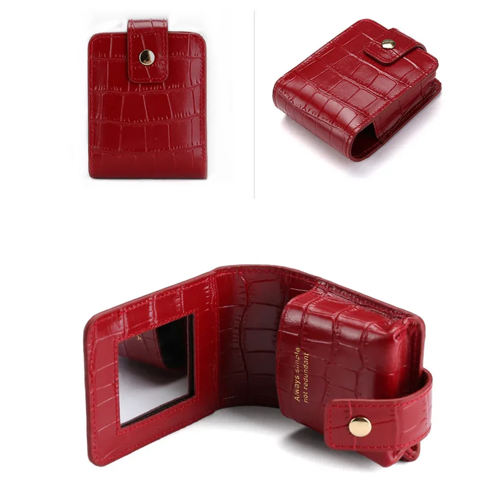 sac à rouge à lèvres en cuir pu pour femmes, sac à cosmétiques de voyage avec miroir, petits sacs de rangement, trousse de maquillage portable, mini organisateur de toilette