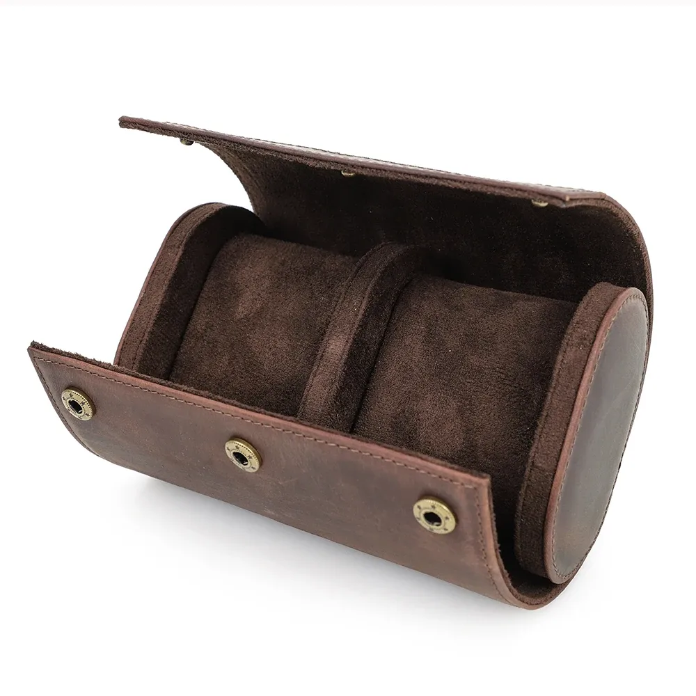 rouleau de montre vintage de luxe, étui de voyage en cuir véritable, boîte d'exposition faite à la main, 1/2/3/6/8 fentes, pochette de rangement de bijoux pour montres-bracelets